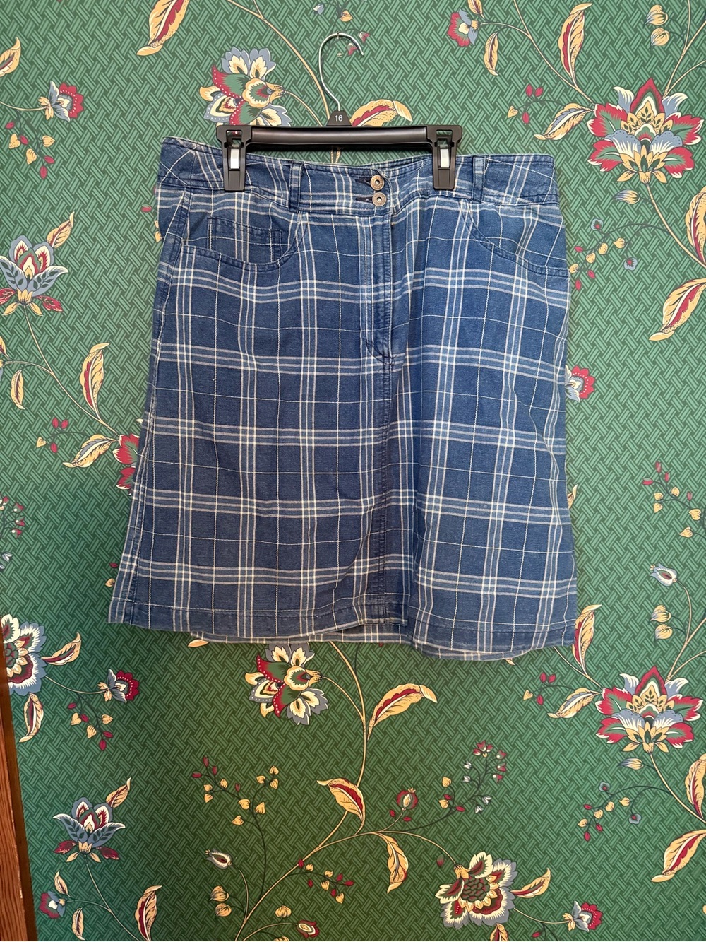 Vintage Blue Plaid Liz Sport Women's Skirt
